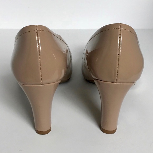 Etienne Aigner Buckle PeepToe Patent Leather Pumps - Picture 7 of 8